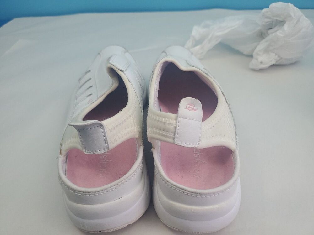 Easy Spirit Sz 7 White Leather Slip On Walking Shoes Sneaker Mules Pink Accents - Picture 11 of 12